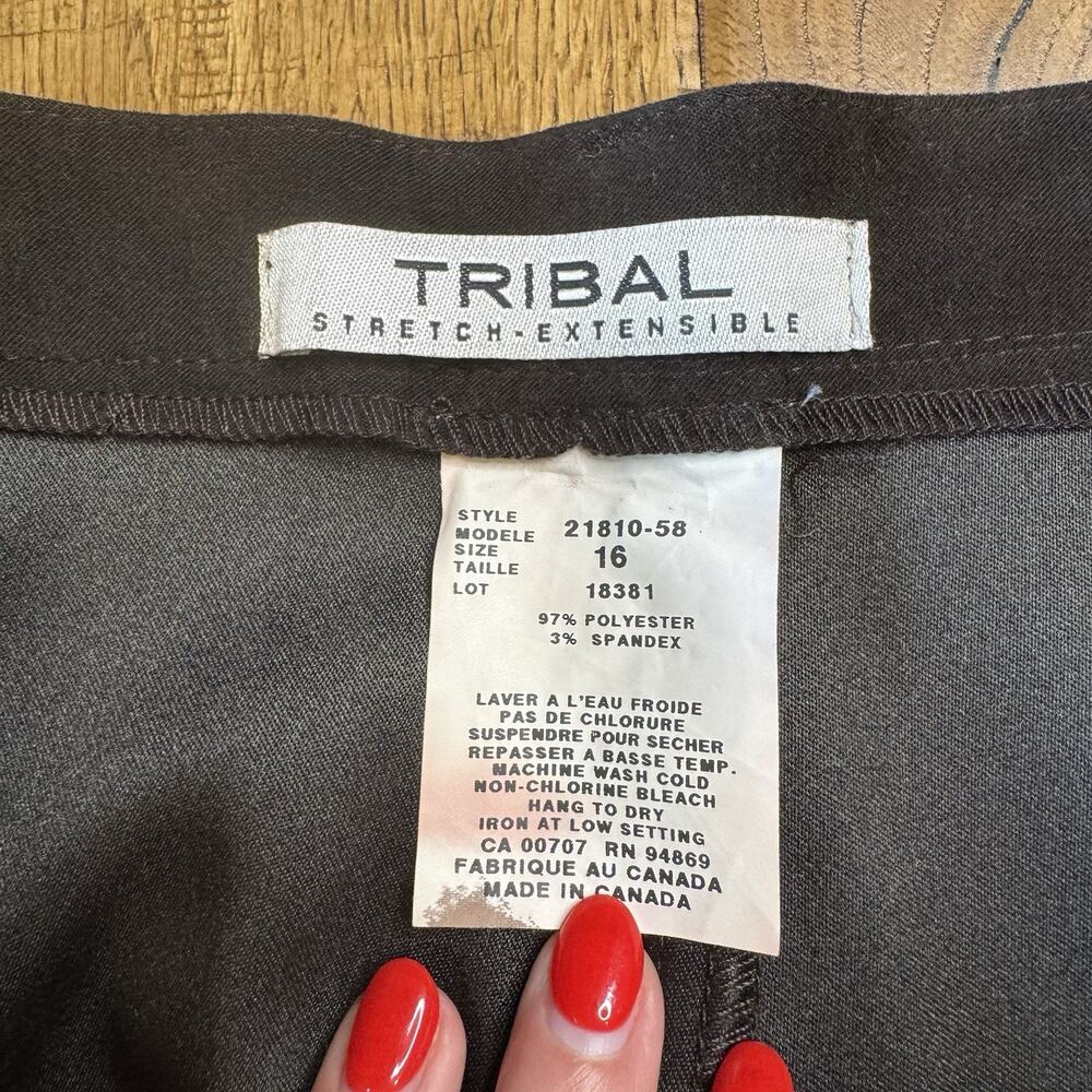 Tribal Stretch Extensible Trouser Pants Brown Womens Size 16 Pockets Inseam 32" - Picture 2 of 6
